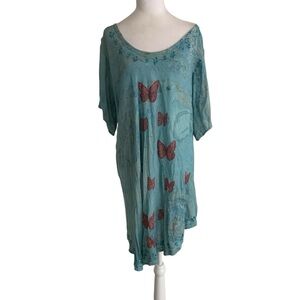 NWT Greater Good One Size Plus Butterfly Hand Printed Embellished Tunic Top